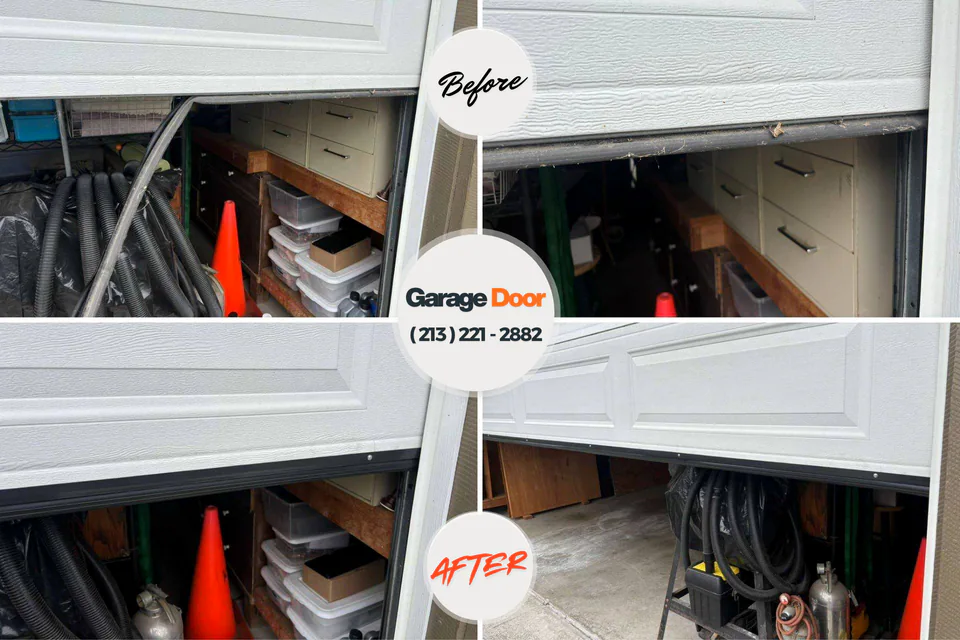 Before and after: garage door repair Huntington Beach, CA